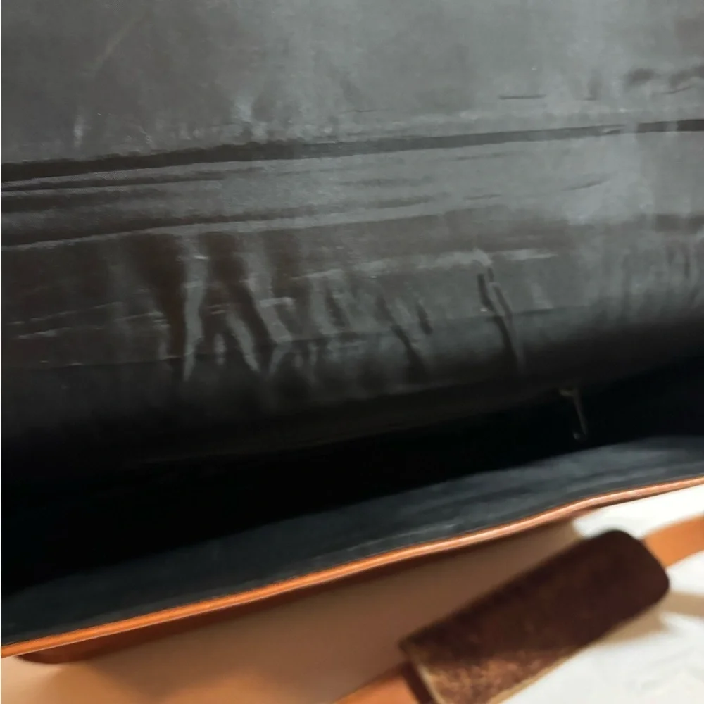 Vintage unisex Classic brown brief travel, messenger, work Leather Men's Bag